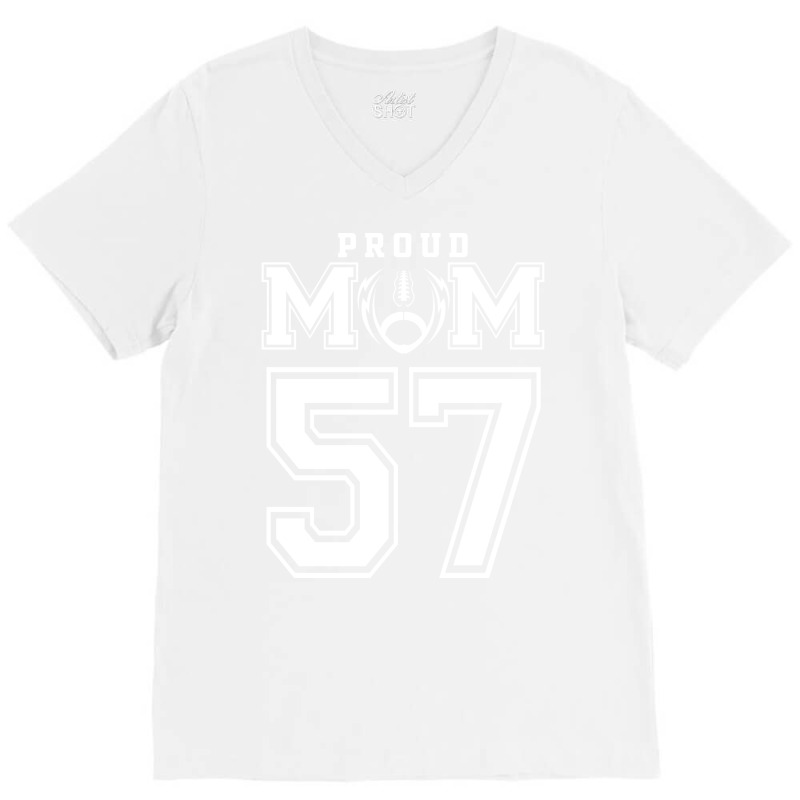 Custom Proud Football Mom Number 57 Personalized F V-Neck Tee by strosesimonsf | Artistshot