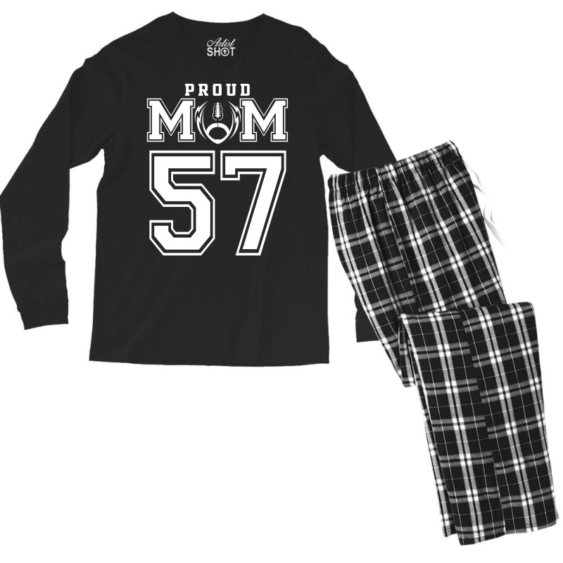 Custom Proud Football Mom Number 57 Personalized F Men's Long Sleeve Pajama Set by strosesimonsf | Artistshot