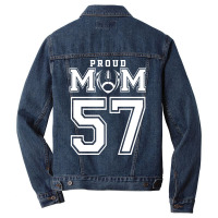 Custom Proud Football Mom Number 57 Personalized F Men Denim Jacket | Artistshot