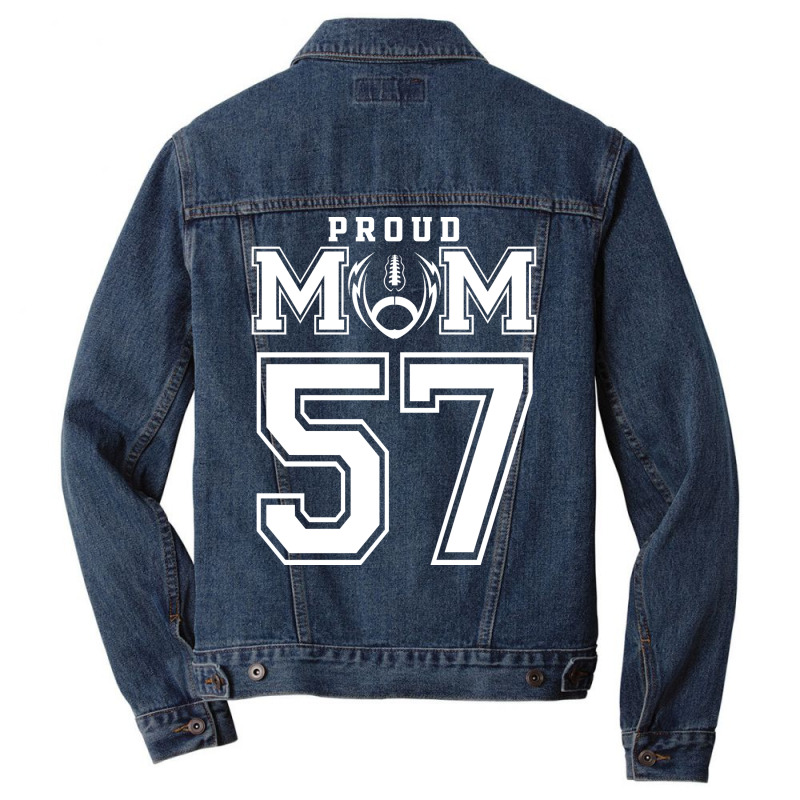 Custom Proud Football Mom Number 57 Personalized F Men Denim Jacket by strosesimonsf | Artistshot