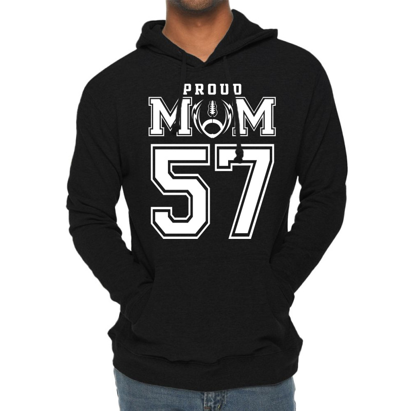 Custom Proud Football Mom Number 57 Personalized F Lightweight Hoodie by strosesimonsf | Artistshot