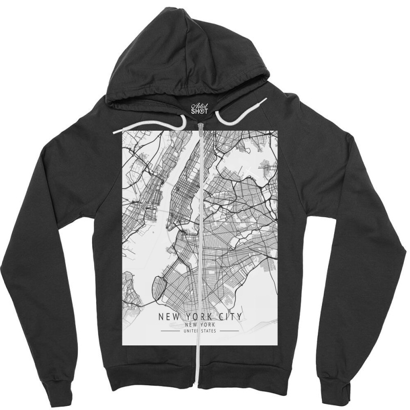 New York City United States City Map Zipper Hoodie | Artistshot