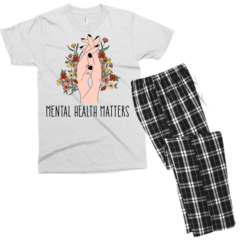 Mental Health Matters Floral Women Red Men's T-shirt Pajama Set by kaileypartert | Artistshot