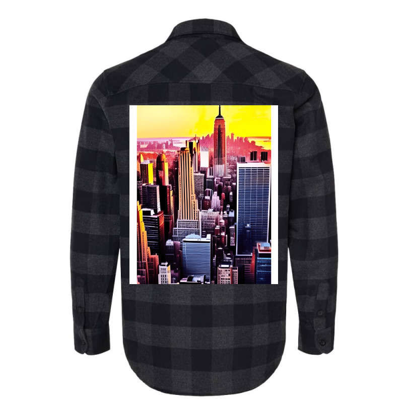 New York Skyline In Vintage Aesthetic Style Flannel Shirt | Artistshot