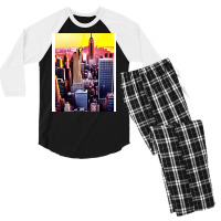 New York Skyline In Vintage Aesthetic Style Men's 3/4 Sleeve Pajama Set | Artistshot