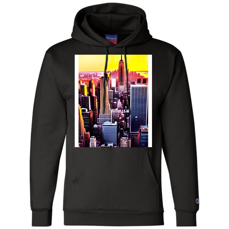 New York Skyline In Vintage Aesthetic Style Champion Hoodie | Artistshot