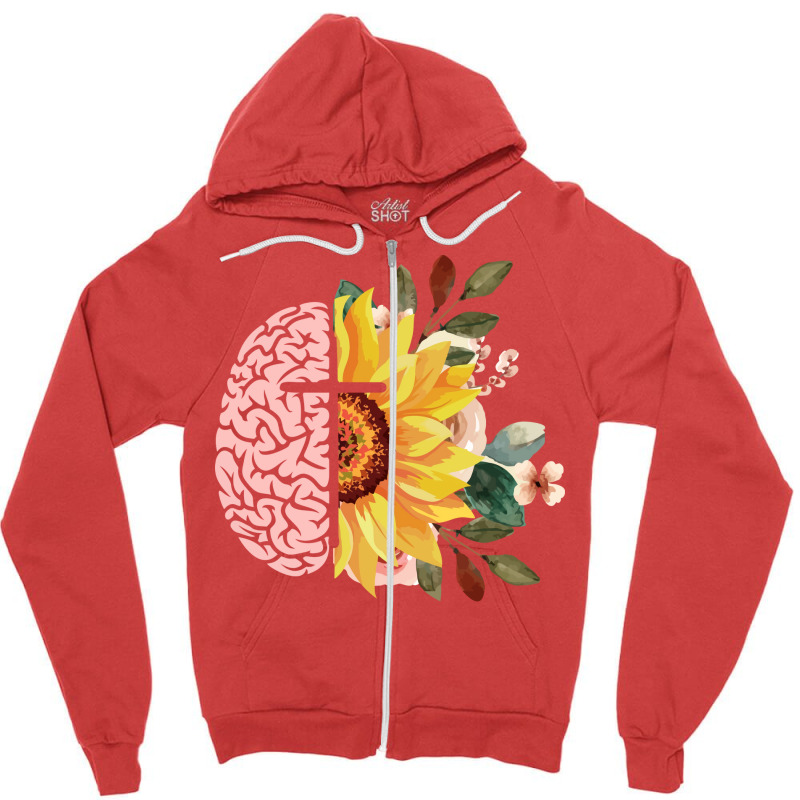 Mental Health With Cross Sunflower Jesus Christian Zipper Hoodie | Artistshot