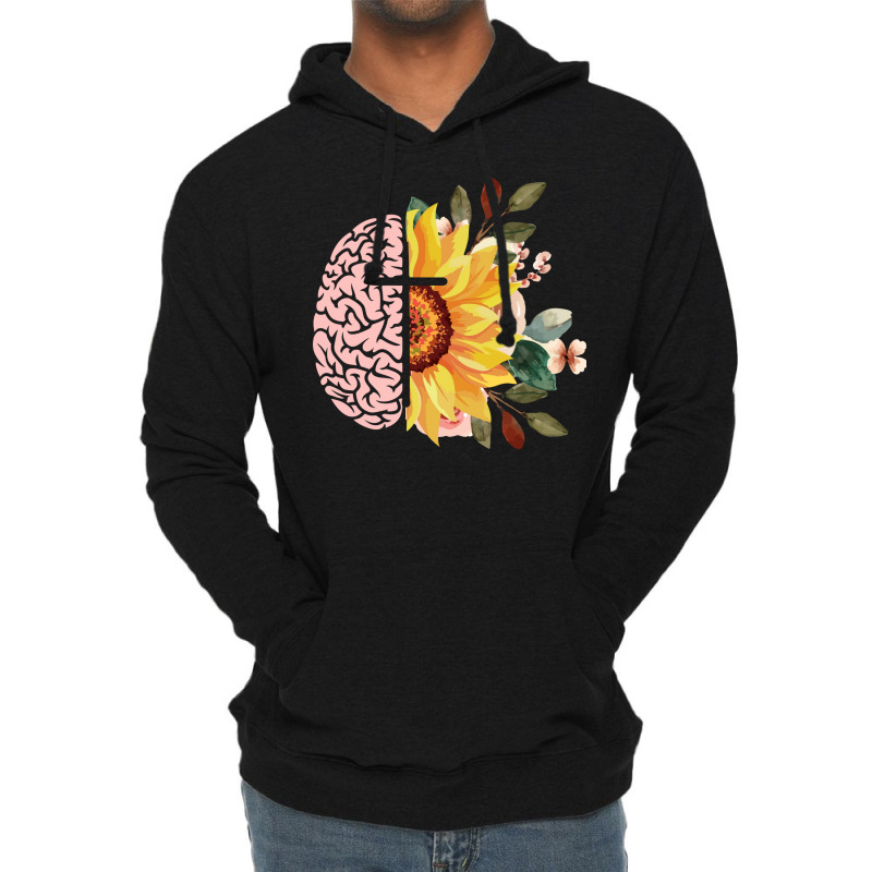 Mental Health With Cross Sunflower Jesus Christian Lightweight Hoodie | Artistshot