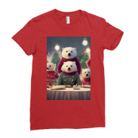 Polar Bear Family At Christmas Ladies Fitted T-shirt | Artistshot