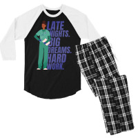 Late Night Big Dreams Hard Work 80s Men's 3/4 Sleeve Pajama Set | Artistshot