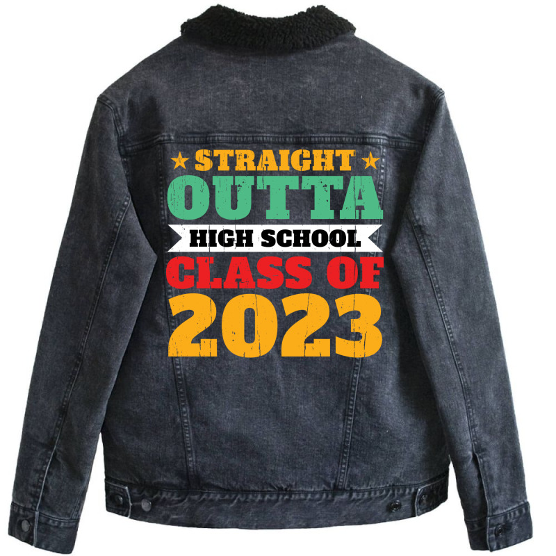 Straight Outta High School Class Of 2023 70s Unisex Sherpa-Lined Denim Jacket by strosesimonsf | Artistshot