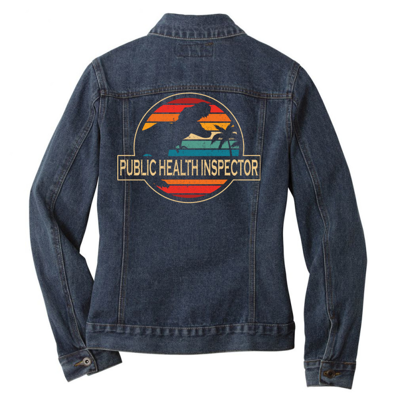 Public Health Inspector Dinosaur 80s Ladies Denim Jacket by archiebornerw | Artistshot