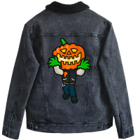 Varsity Pumpkin Creepin Cute Unisex Sherpa-lined Denim Jacket | Artistshot