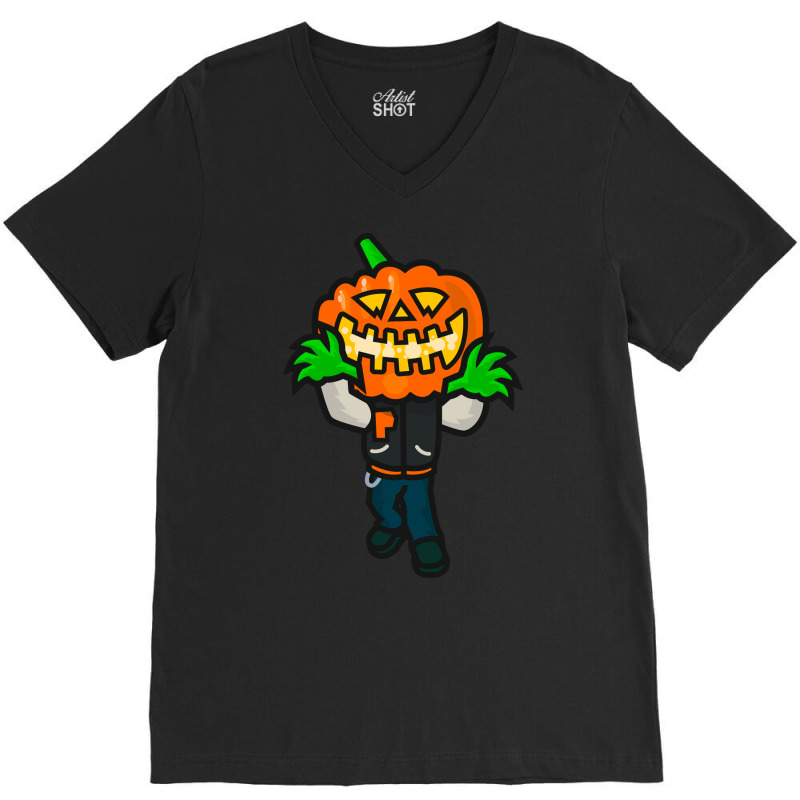 Varsity Pumpkin Creepin Cute V-Neck Tee by strosesimonsf | Artistshot