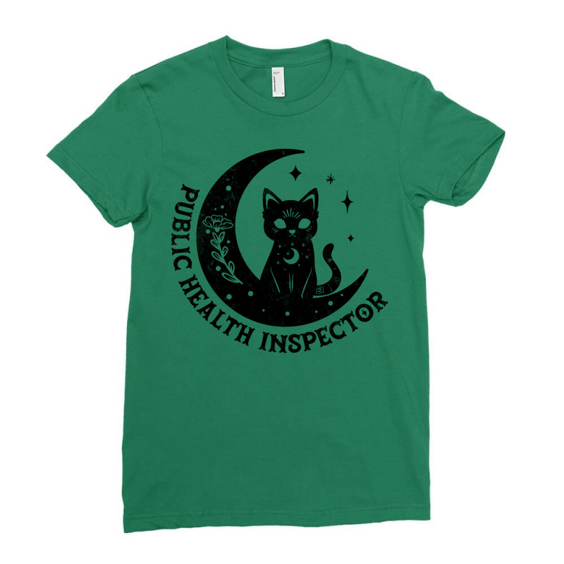 Public Health Inspector Magical Cat On Moon Design Ladies Fitted T-Shirt by caimialcinix | Artistshot