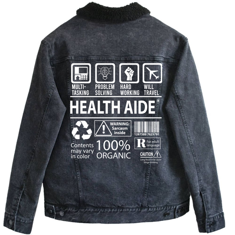 Health Aide T  Multitasking Certified Job Gift Ite Unisex Sherpa-lined Denim Jacket | Artistshot