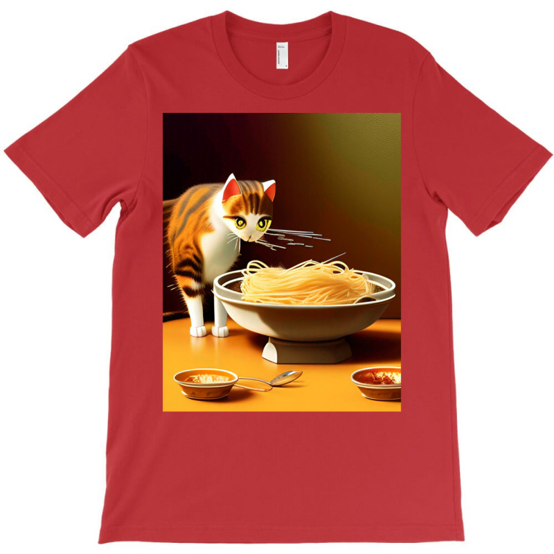 Cat Eating Spaghetti Sticker 2023 T-shirt | Artistshot