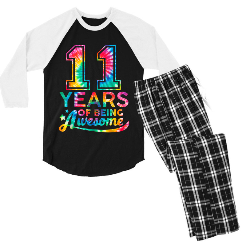 11 Year Of Being Awesome 11 Years Old 11th Birthda Men's 3/4 Sleeve Pajama Set | Artistshot