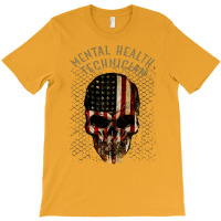 Mental Health Technician Watercolor Skull In Ameri T-shirt | Artistshot