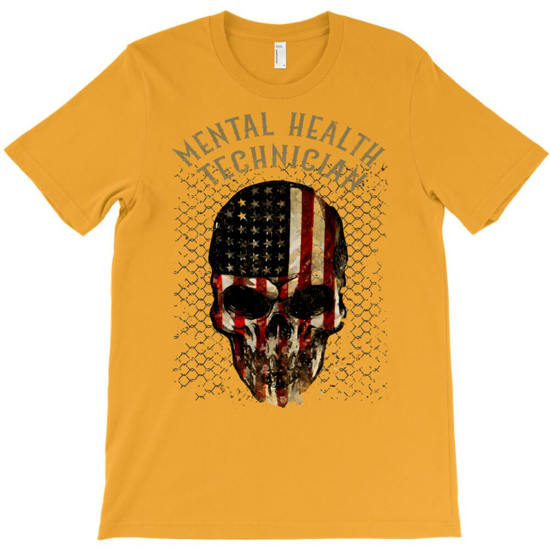 Mental Health Technician Watercolor Skull In Ameri T-shirt | Artistshot