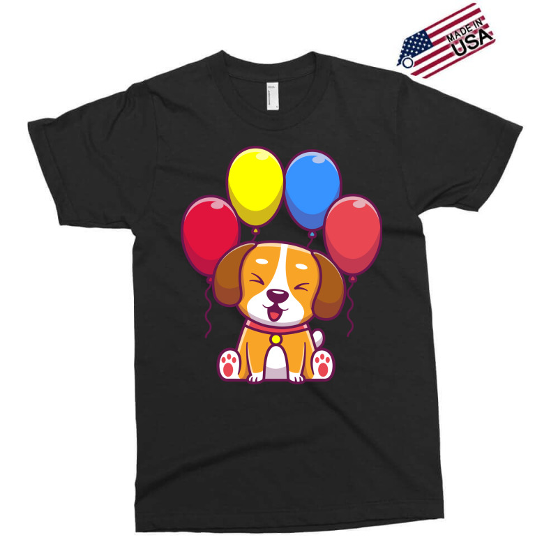 Cute Dog Sitting With Balloon 70s Exclusive T-shirt by lindeaucterr | Artistshot