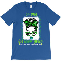 Messy Bun Mental Health Awareness Ribbon Month May T-shirt | Artistshot