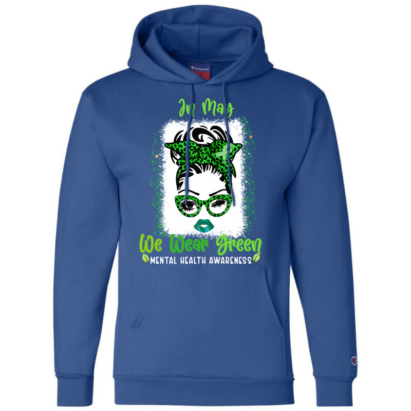 Messy Bun Mental Health Awareness Ribbon Month May Champion Hoodie by vanwykbahrix | Artistshot