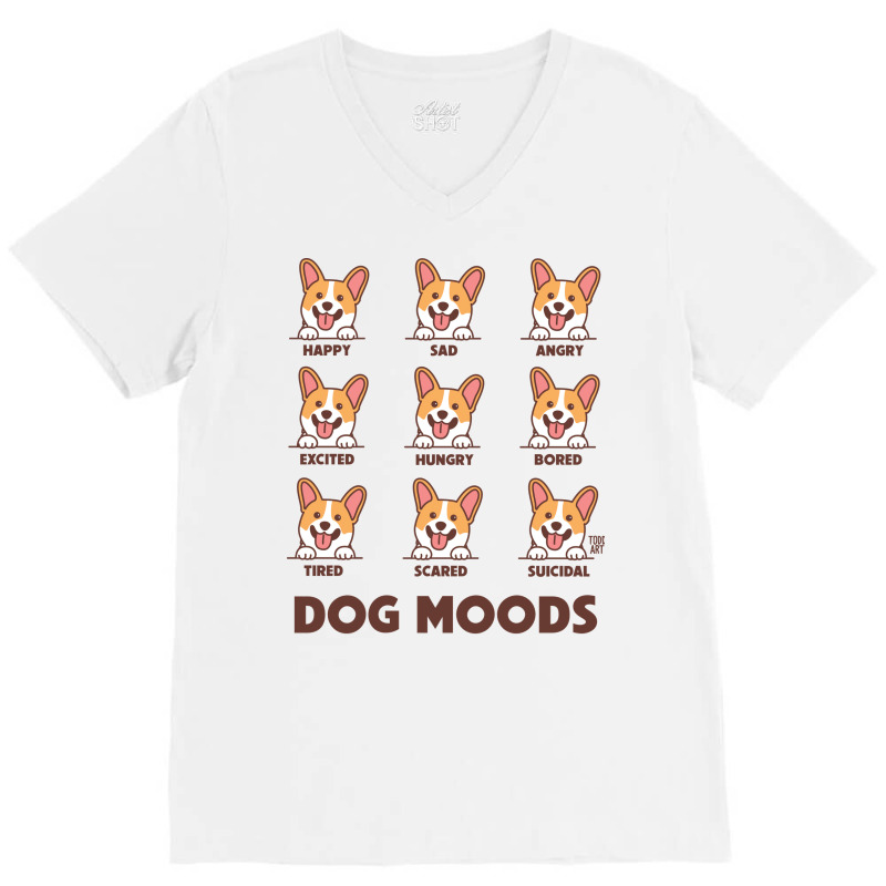 Dog Moods Hipster V-Neck Tee by lindeaucterr | Artistshot