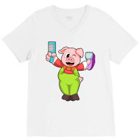 Pig With Comb Razor Love V-neck Tee | Artistshot