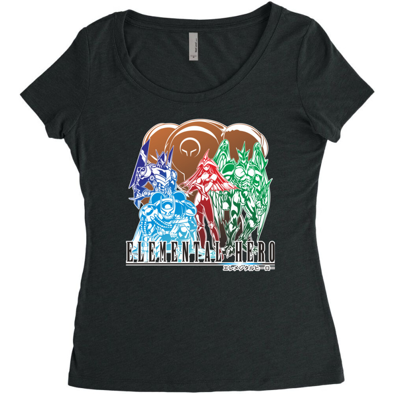 Elemental Hero In Final Fantasy Style Women's Triblend Scoop T-shirt by ChristineMarieAmundsen | Artistshot