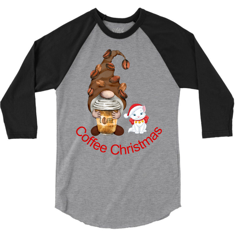 Christmas Coffee And Cat Lover Santa Clause Christ 3/4 Sleeve Shirt | Artistshot