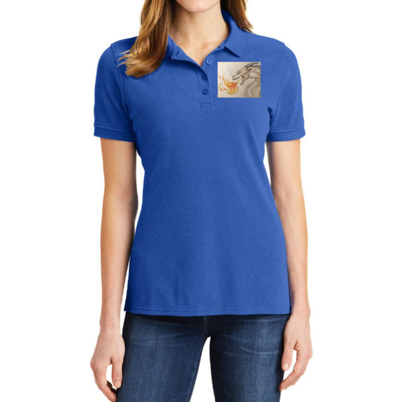 Fire Breathing Dragon Ladies Polo Shirt by nayyerdanelo | Artistshot