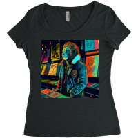 Lion In The Bookstore Library Art Women's Triblend Scoop T-shirt | Artistshot