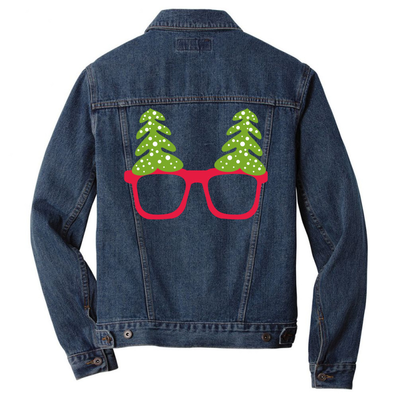 Christmas Tree On Xmas Sunglasses  Perfect Christm Men Denim Jacket | Artistshot