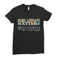 Music Literacy Matters I Like To Eat Puppies T Shi Ladies Fitted T-shirt | Artistshot