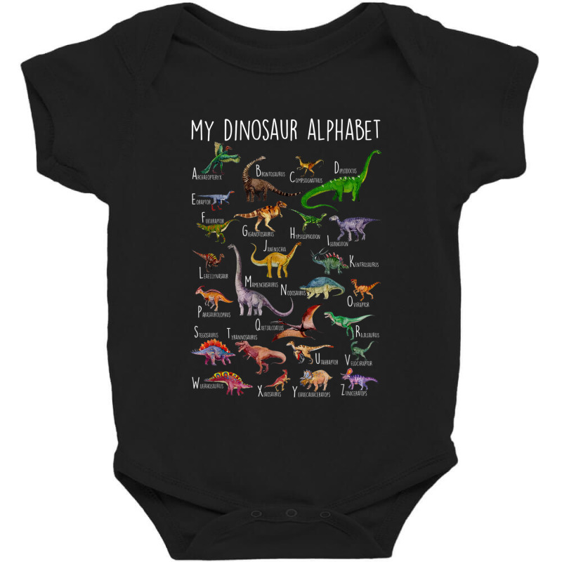 Types Of Dinosaurs Alphabet A Z Abc Dino Rex Ident Baby Bodysuit | Artistshot