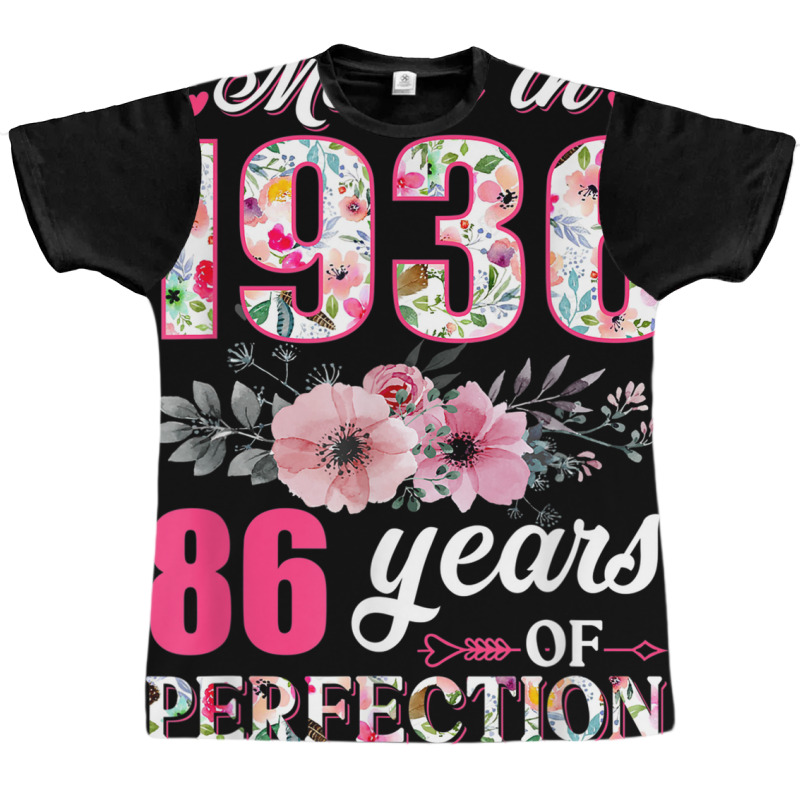 Made In 1936 Floral 86 Year Old 86th Birthday Gift Graphic T-shirt | Artistshot