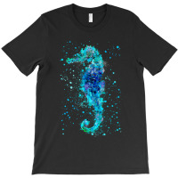 Blue Watercolor Seahorse T-shirt | Artistshot