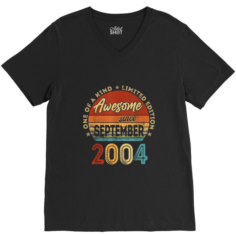 18 Year Old Gifts Awesome Since September 2004 18t V-neck Tee | Artistshot