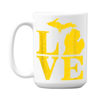 Love Michigan Vintage Mi Wolverine State Pride T S 15 Oz Coffee Mug | Artistshot