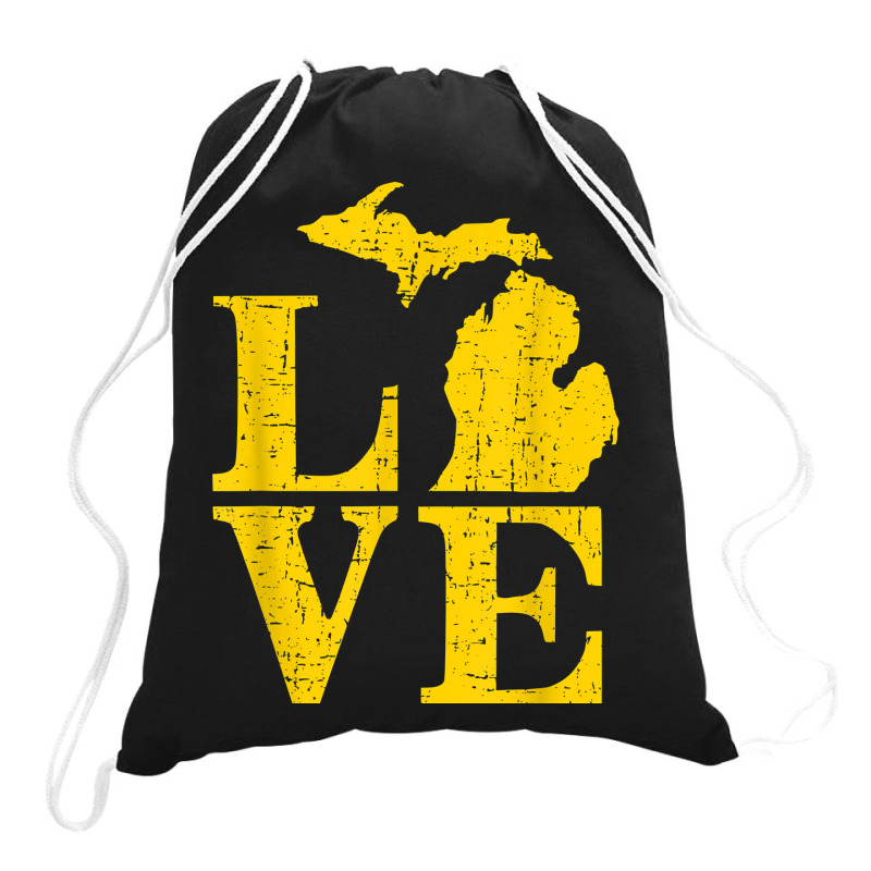 Love Michigan Vintage Mi Wolverine State Pride T S Drawstring Bags | Artistshot