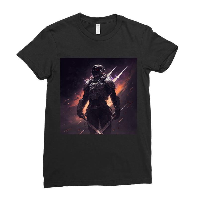 Robot With Sword Rear Xii Ladies Fitted T-Shirt by TheDol | Artistshot