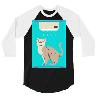 A Cat In Air Conditioner Art. 3/4 Sleeve Shirt Designed By American Choice