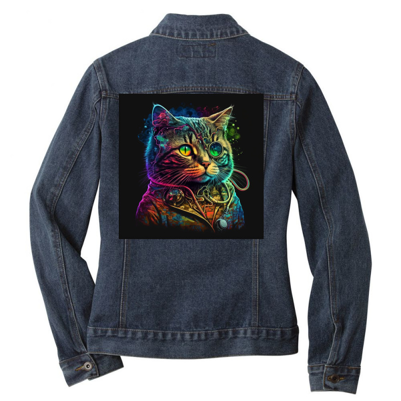 Cute Cats In Medical Clothes Ladies Denim Jacket by TheDol | Artistshot