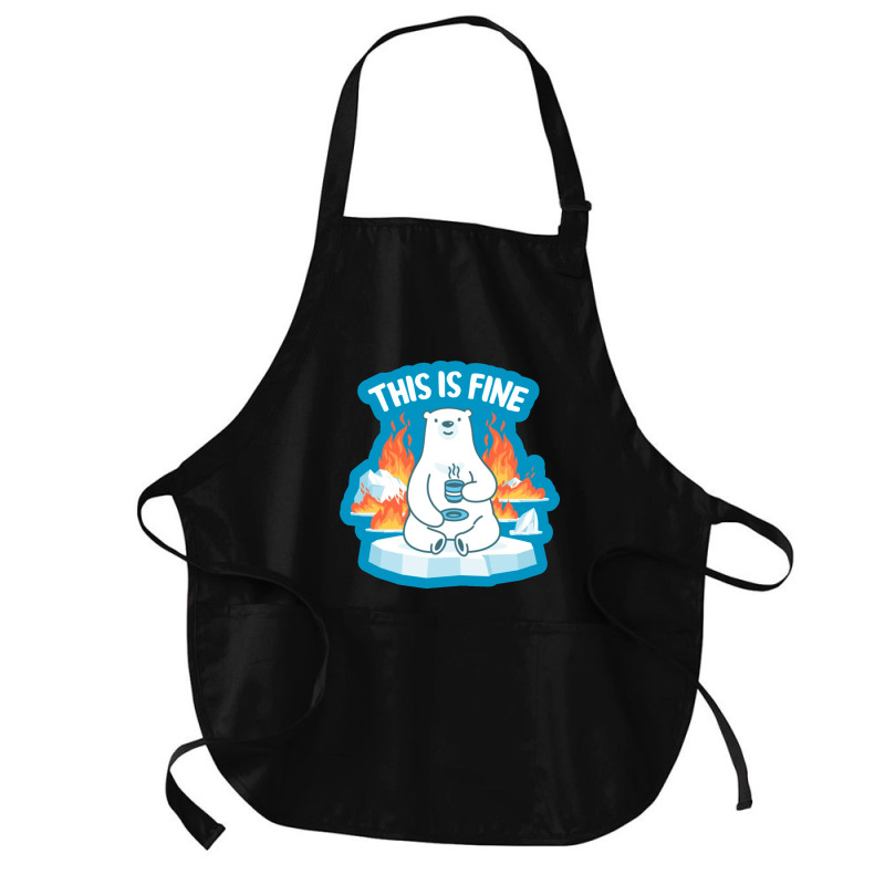 This Is Fine Polar Bear Medium-length Apron | Artistshot