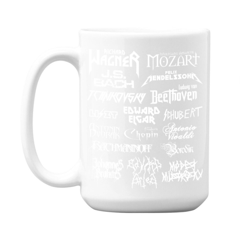 Heavy Metal Style Classical Composers (white Text) 15 Oz Coffee Mug by CoreyMartinPeters | Artistshot