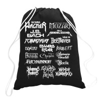 Heavy Metal Style Classical Composers (white Text) Drawstring Bags | Artistshot