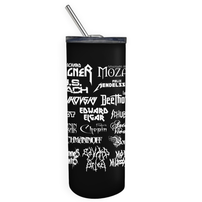 Heavy Metal Style Classical Composers (white Text) Skinny Tumbler by CoreyMartinPeters | Artistshot