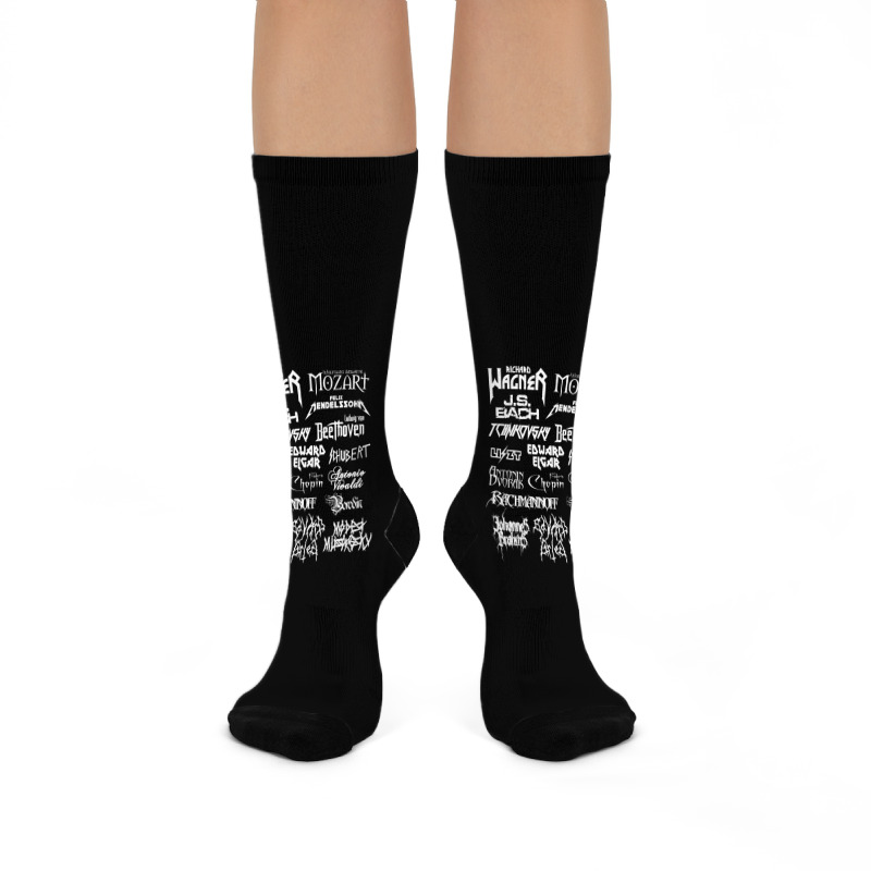 Heavy Metal Style Classical Composers (white Text) Crew Socks by CoreyMartinPeters | Artistshot