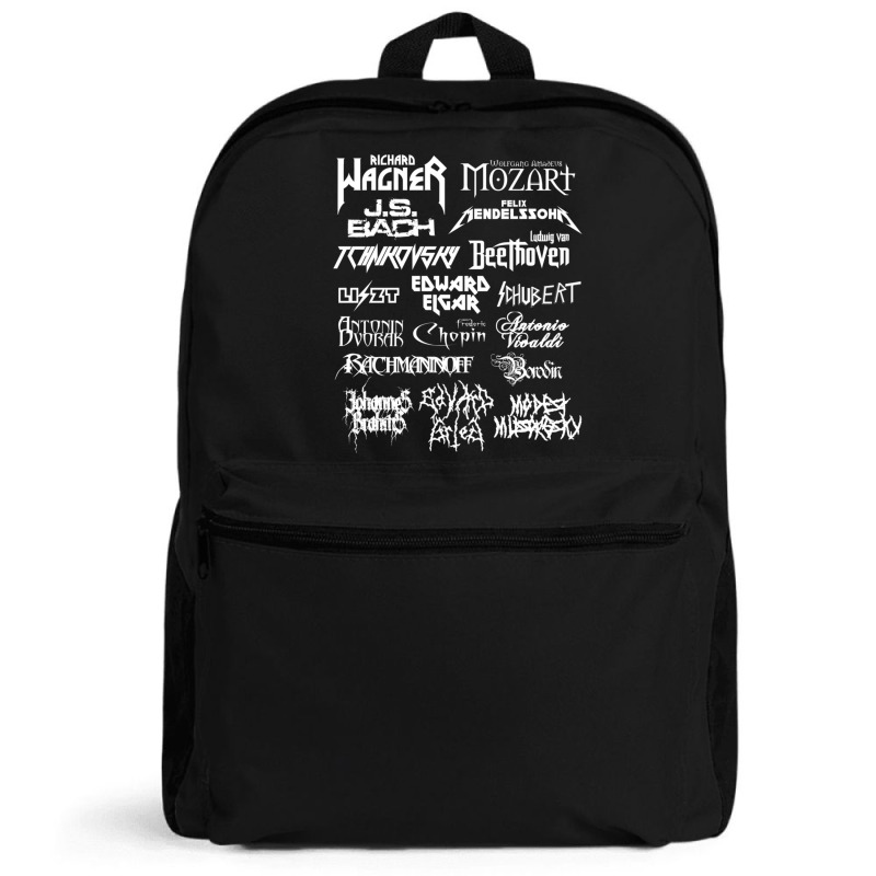 Heavy Metal Style Classical Composers (white Text) Backpack by CoreyMartinPeters | Artistshot